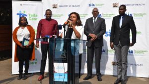 Kenya Suspends Dozens of Health Facilities Over Social Health Insurance Act Compliance Dr Mercy Mwangangi, CEO, Social Health Authority addressing the media. Photo: SHA/Facebook.